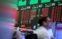 US stock rally falters near record as oil fluctuates
